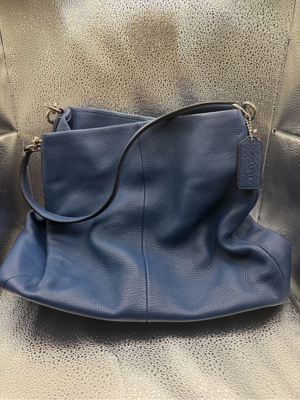 Coach Madison Phoebe Blue Pebbled Leather Shoulder Bag - Picture 2 of 5